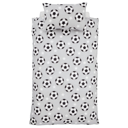 Catherine Lansfield Brushed Cotton Football Stars Reversible Duvet Cover Set with Pillowcases