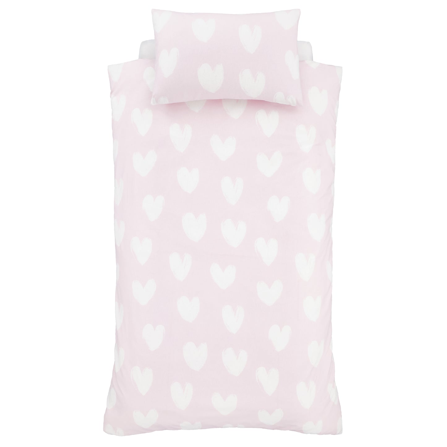 Catherine Lansfield Brushed Cotton Hearts Reversible Duvet Cover Set with Pillowcases