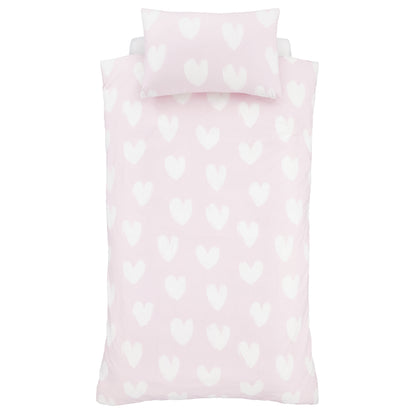 Catherine Lansfield Brushed Cotton Hearts Reversible Duvet Cover Set with Pillowcases