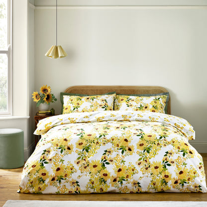 Catherine Lansfield Sunflowers Reversible Duvet Cover Set with Pillowcases