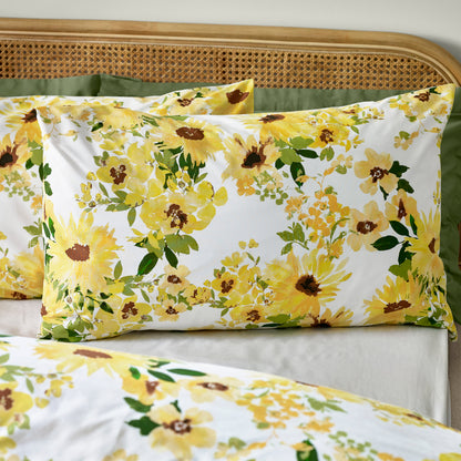 Catherine Lansfield Sunflowers Reversible Duvet Cover Set with Pillowcases