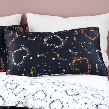 Catherine Lansfield Cosmic Hearts and Stars Reversible Duvet Cover Set with Pillowcases