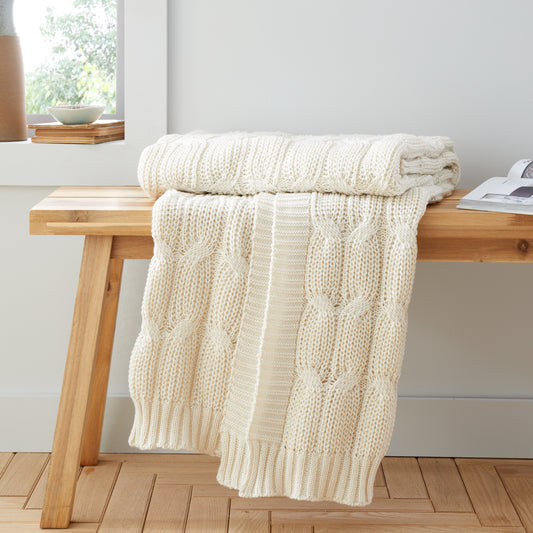 Catherine Lansfield Chunky Marl Knit Cosy Blanket Throw