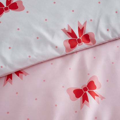 Sassy B Dotty Bows Soft Microfibre Reversible Duvet Cover Set with Pillowcase