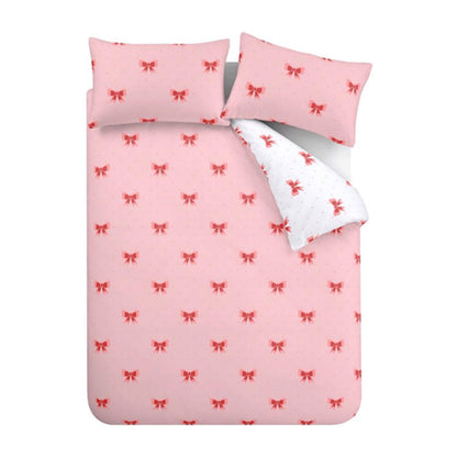 Sassy B Dotty Bows Soft Microfibre Reversible Duvet Cover Set with Pillowcase