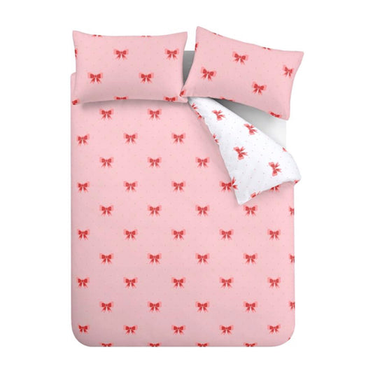 Sassy B Dotty Bows Soft Microfibre Reversible Duvet Cover Set with Pillowcases