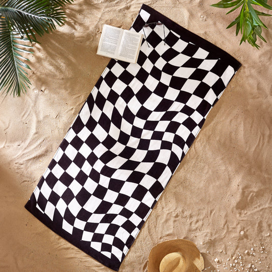 Catherine Lansfield Checkerboard Cotton Beach Towel