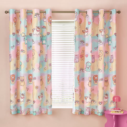 Catherine Lansfield Kids Forever Together Reversible Eyelet Curtains Two Panels