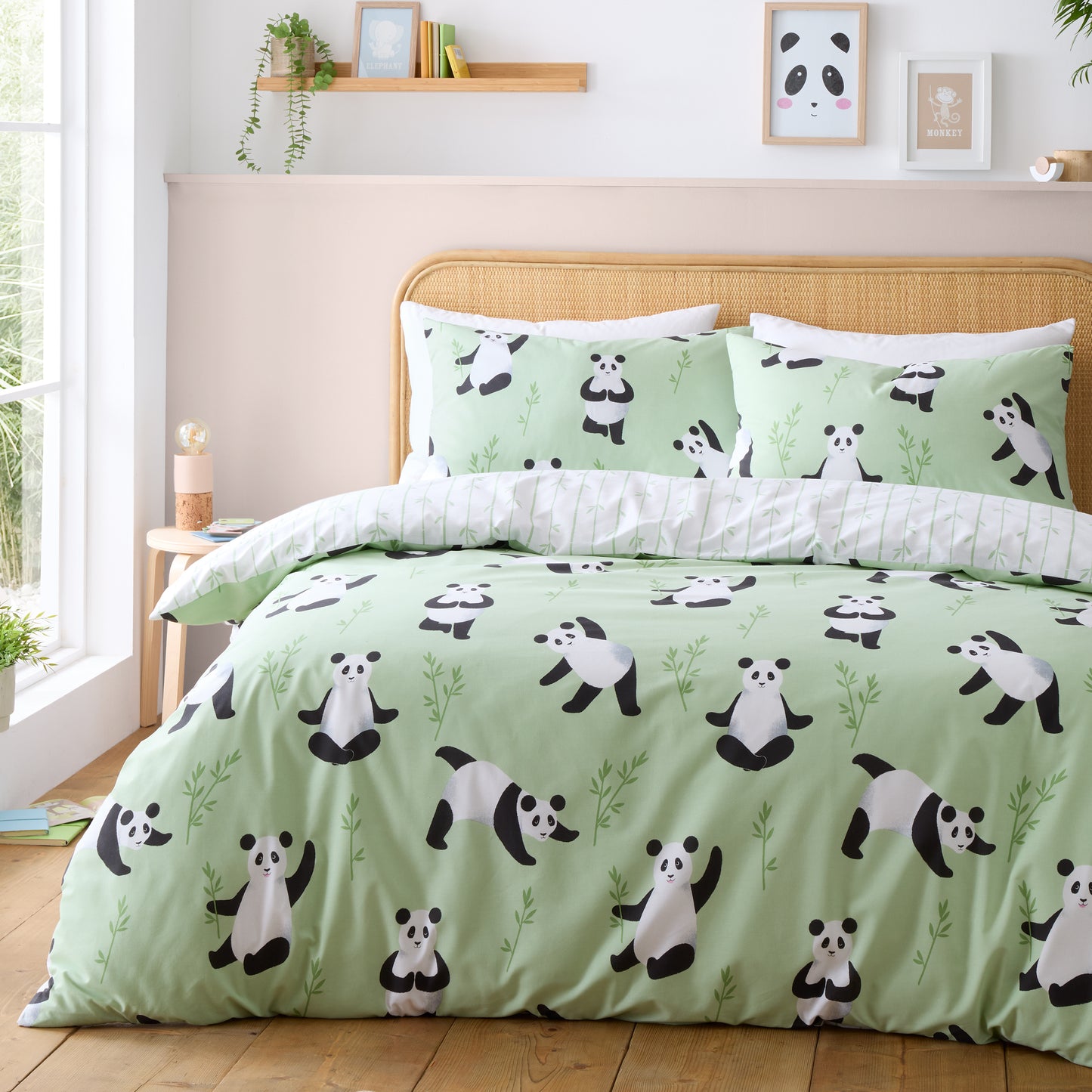 Catherine Lansfield Kids Panda Paws Reversible Duvet Cover Set with Pillowcases