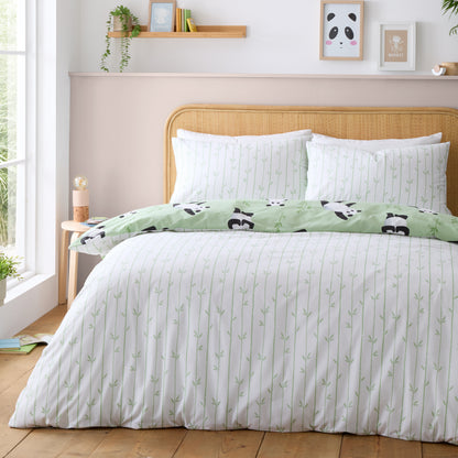 Catherine Lansfield Kids Panda Paws Reversible Duvet Cover Set with Pillowcases