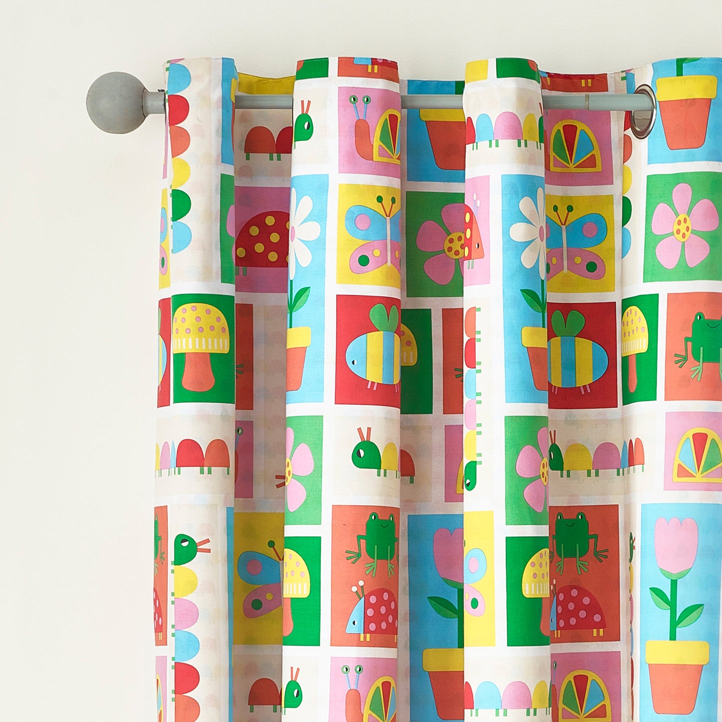 Catherine Lansfield Kids Curious Caterpillar Fully Reversible Eyelet Curtains Two Panels