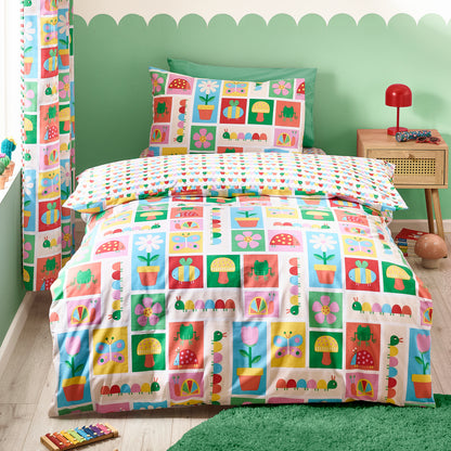 Catherine Lansfield Kids Curious Caterpillar Reversible Duvet Cover Set with Pillowcase