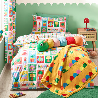 Catherine Lansfield Kids Curious Caterpillar Reversible Duvet Cover Set with Pillowcase