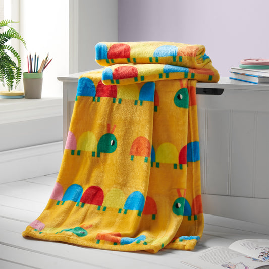 Catherine Lansfield Kids Curious Caterpillar Cosy Fleece Blanket Throw