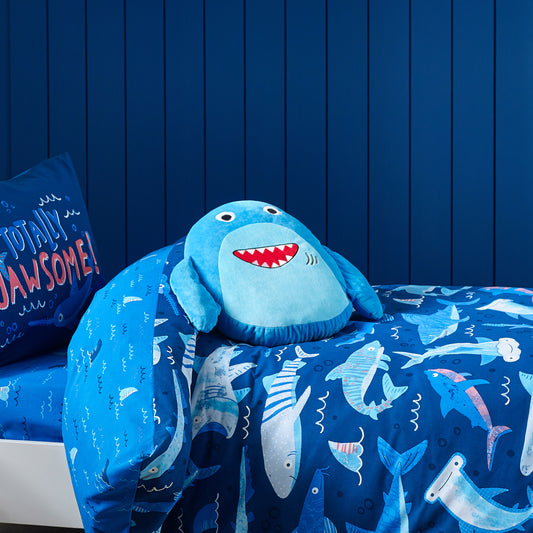 Catherine Lansfield Kids Sheldon the Shark 3D Shaped Cushion