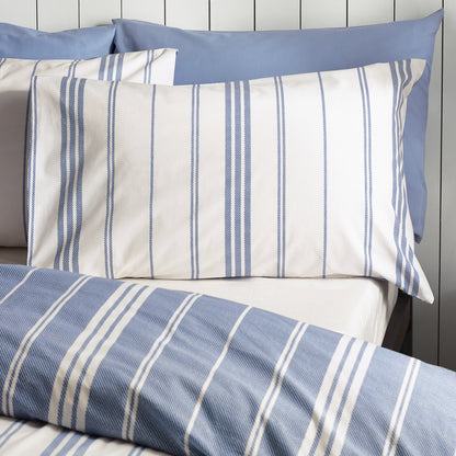 Catherine Lansfield Harbour Stripe Reversible Duvet Cover Set with Pillowcases