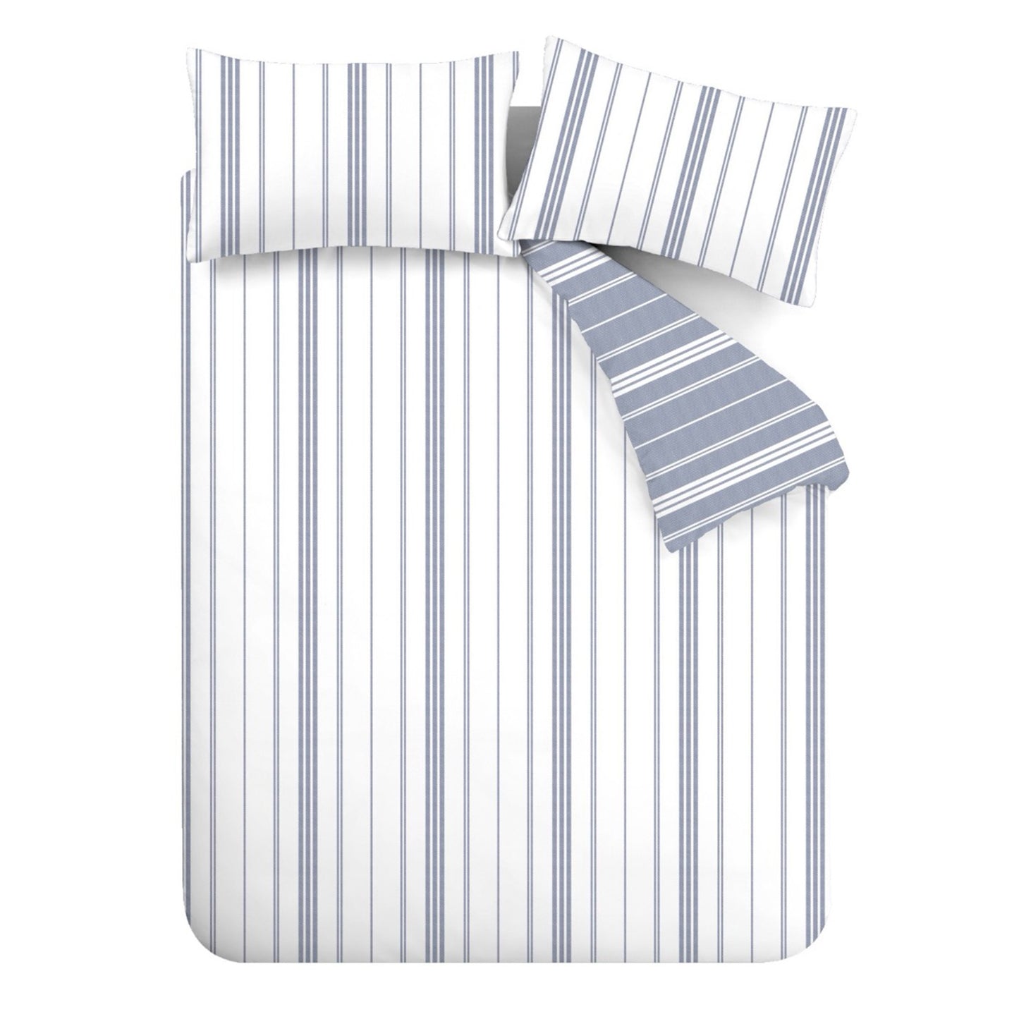 Catherine Lansfield Harbour Stripe Reversible Duvet Cover Set with Pillowcases