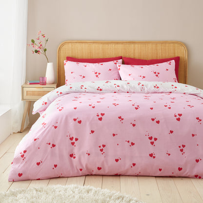 Catherine Lansfield Seersucker Heart Duvet Cover Set with Pillowcases