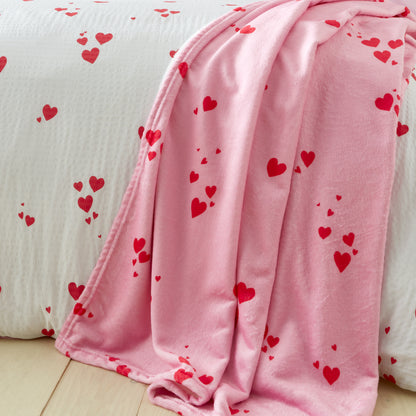 Catherine Lansfield Heart Cosy Fleece Oversized Blanket Throw