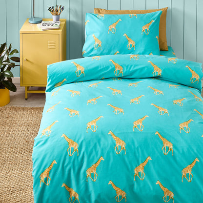 Catherine Lansfield Kids Havin A Giraffe Reversible Duvet Cover Set with Pillowcases