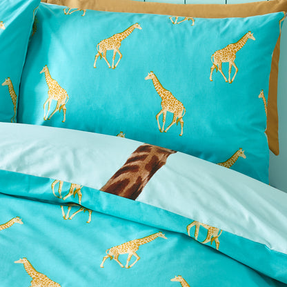 Catherine Lansfield Kids Havin A Giraffe Reversible Duvet Cover Set with Pillowcases