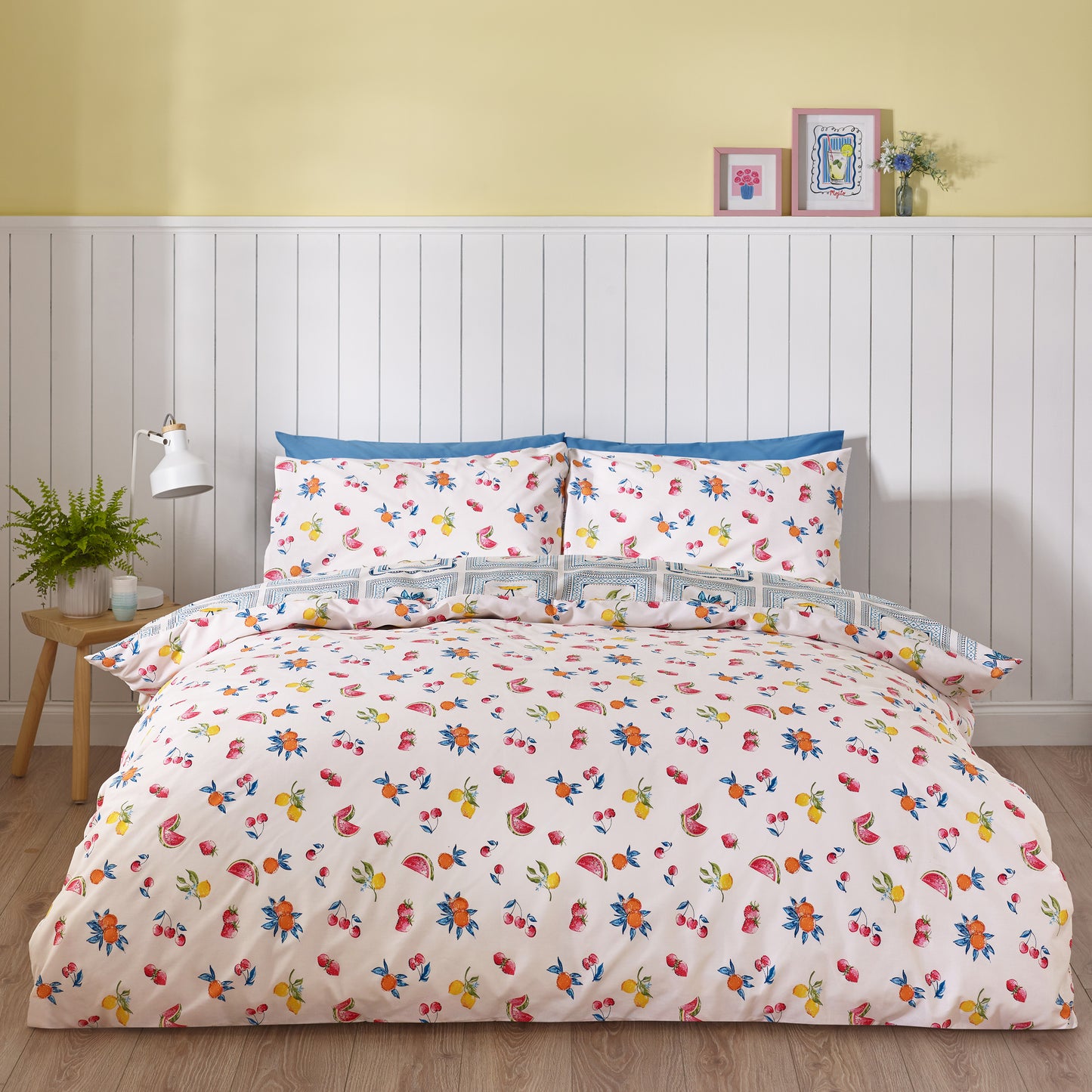 Catherine Lansfield Riviera Tiles Reversible Duvet Cover Set with Pillowcases