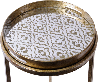 Vienna Antique Gold Diamond Set Of 2 Side Tray Tables