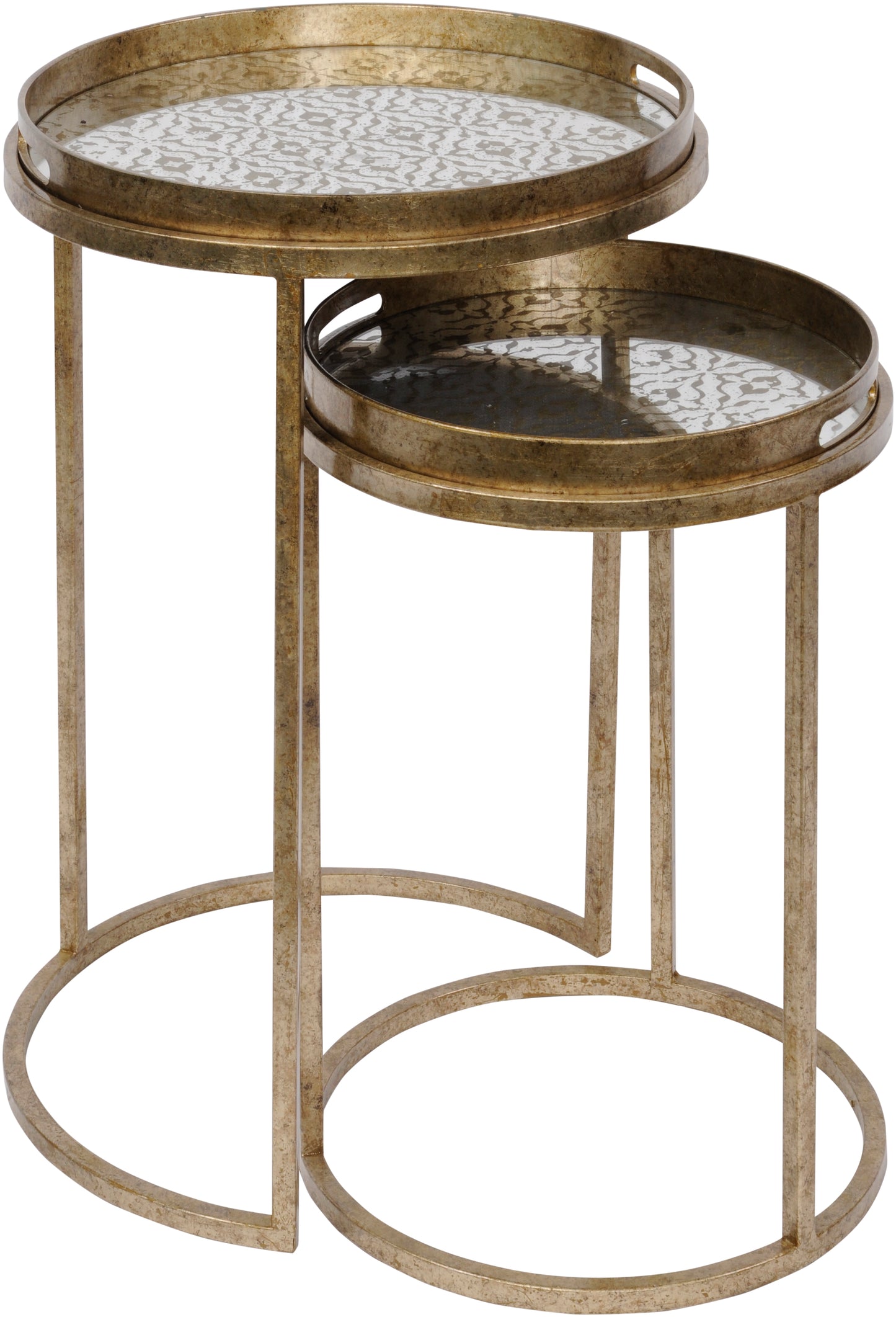 Vienna Antique Gold Diamond Set Of 2 Side Tray Tables