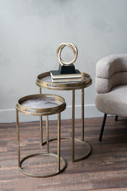 Vienna Antique Gold Atlas Set Of 2 Side Tray Tables