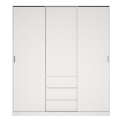 Naia Wardrobe with 2 Sliding Doors + 1 Door + 3 Drawers in White