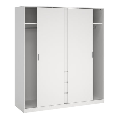Naia Wardrobe with 2 Sliding Doors + 1 Door + 3 Drawers in White