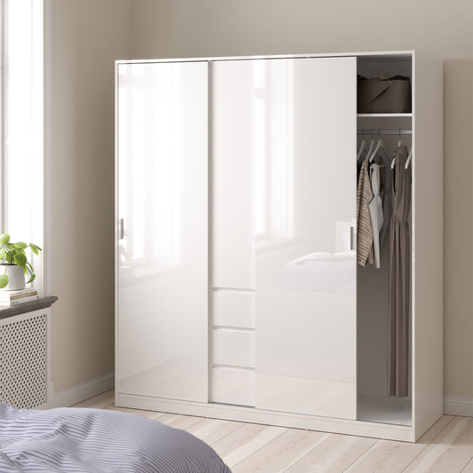 Naia Wardrobe with 2 Sliding Doors 1 Door 3 Drawers