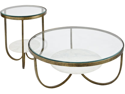 Nolita White Marble And Antique Gold Iron Coffee Table