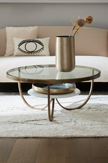 Nolita White Marble And Antique Gold Iron Coffee Table