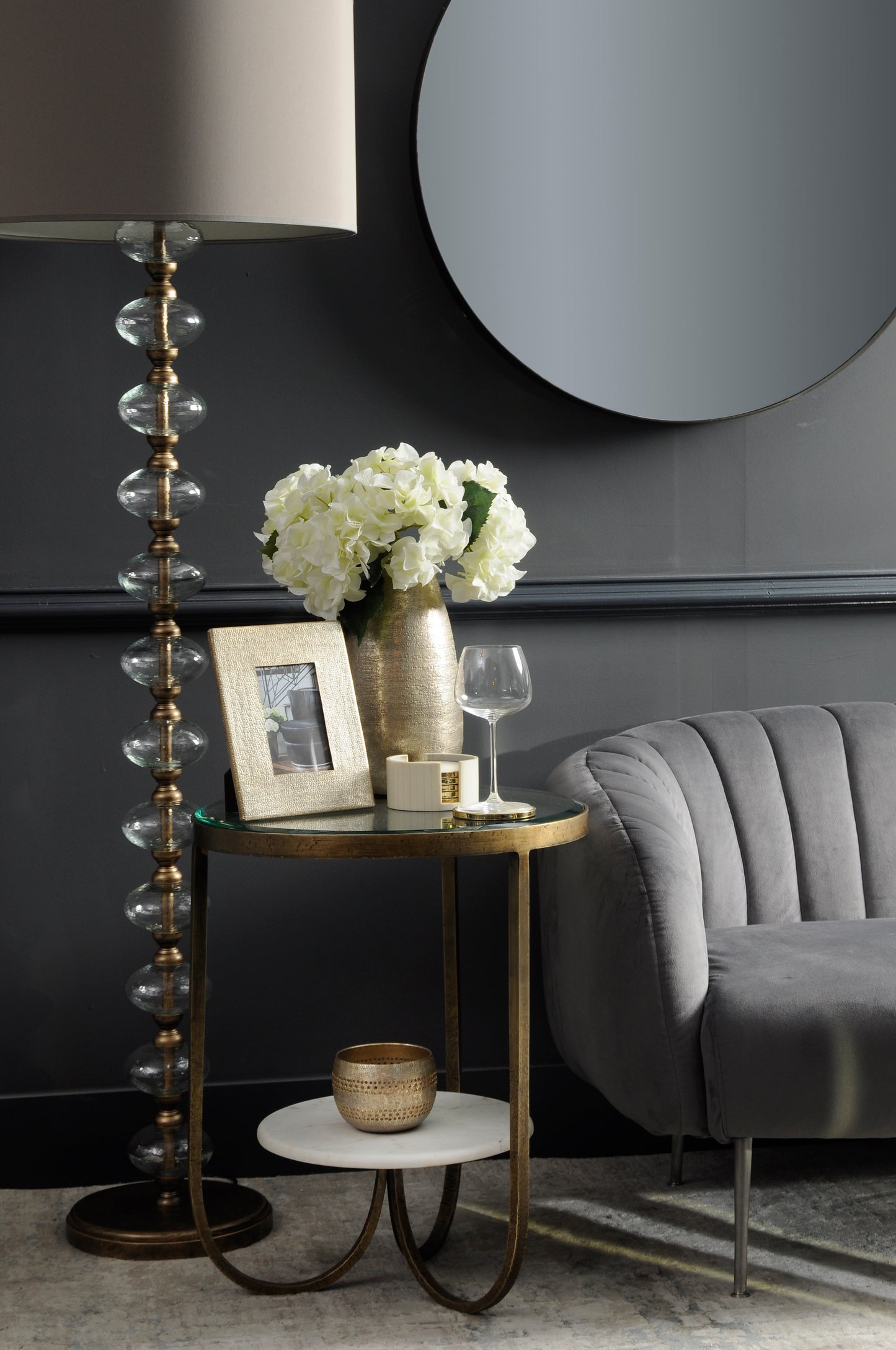 Nolita White Marble And Antique Gold Iron Side Table