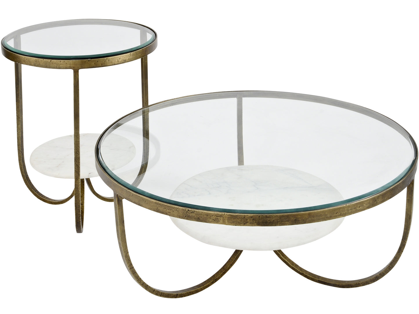 Nolita White Marble And Antique Gold Iron Side Table