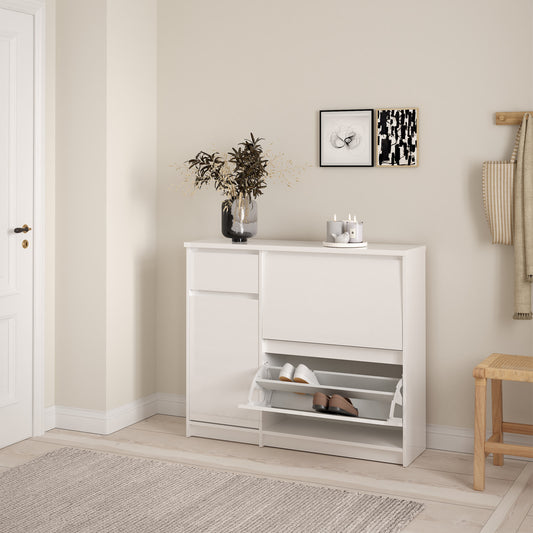 Naia Shoe Cabinet with 2 Flip Down Doors 1 Door and 1 Drawer