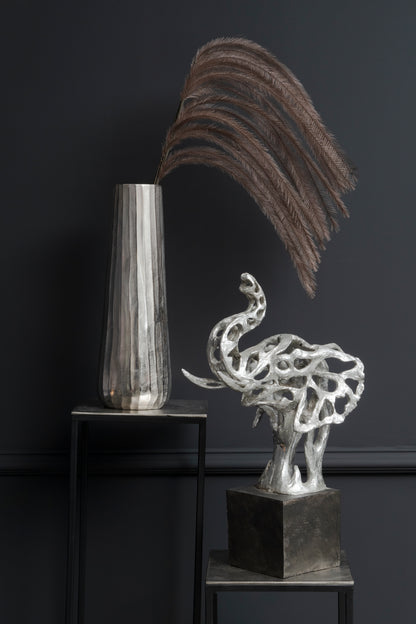 Addo Abstract Elephant Head Sculpture in Silver Resin