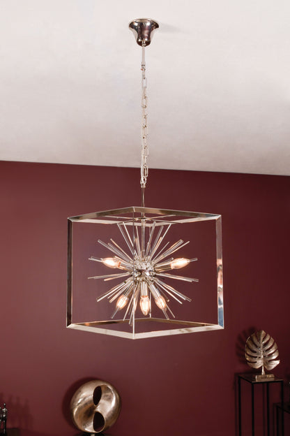 Silver Starburst Chandelier E14 40W 7