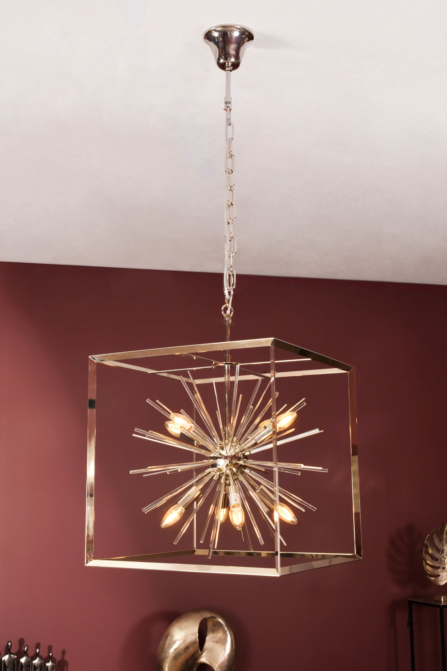 Silver Starburst Chandelier E14 40W 8
