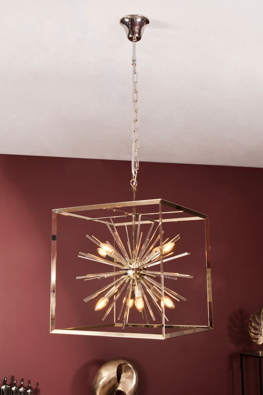Silver Starburst Chandelier E14 40W 8