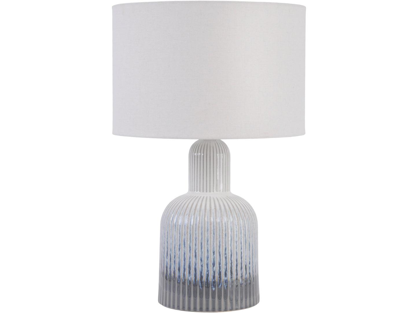 Grey Porcelain Lamp with Ribbed Detailing and White Shade Small