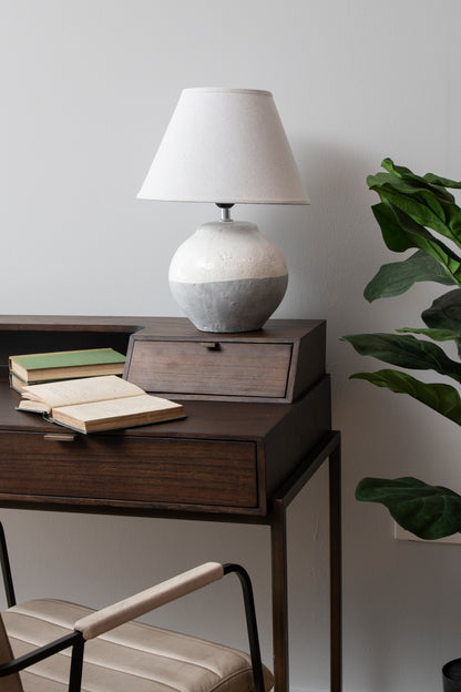 Skyline Antique Crackle Table Lamp and Antiqued Cream slub shade E27 60W