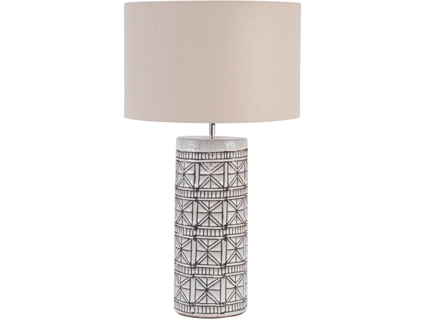 Brown Porcelain Table Lamp & Natural Shade