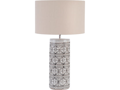 Brown Porcelain Table Lamp & Natural Shade