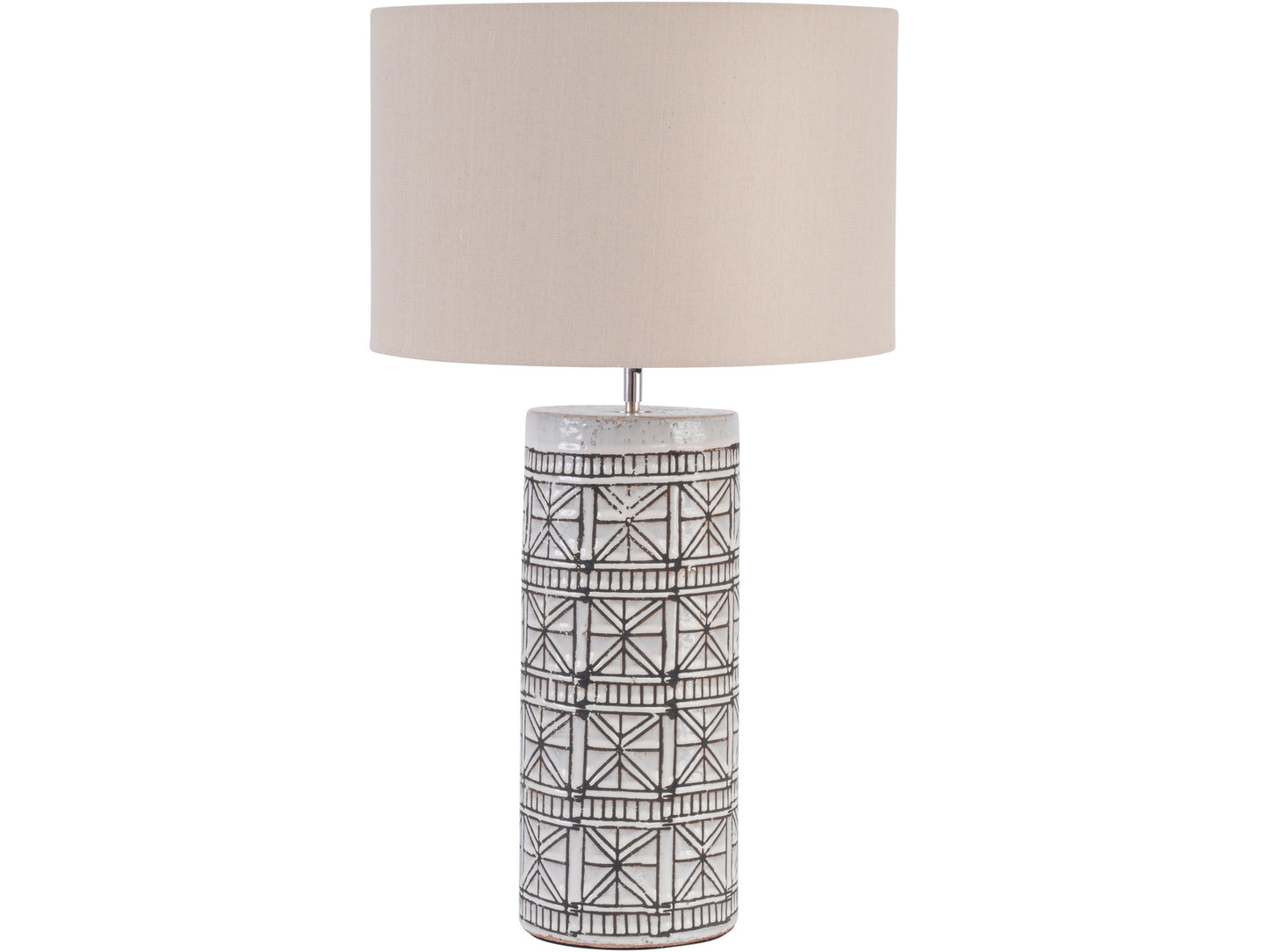Brown Porcelain Table Lamp & Natural Shade