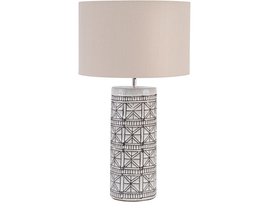 Brown Porcelain Table Lamp & Natural Shade