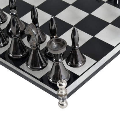 Yates Chess Set Featuring Acrylic Base and 32 Aluminium Pieces