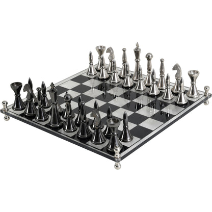 Yates Chess Set Featuring Acrylic Base and 32 Aluminium Pieces