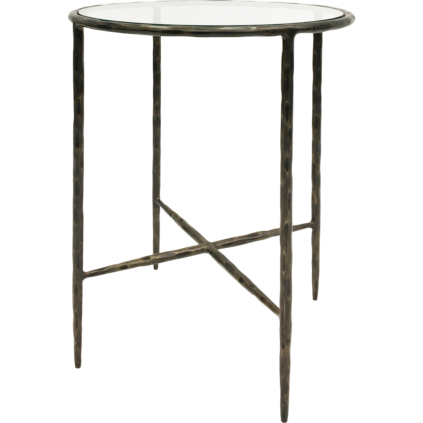 Patterdale Hand Forged Side Table Dark Bronze Finish with Glass Top